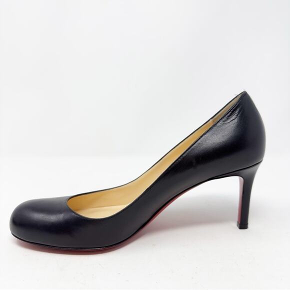 Christian Louboutin Simple Pump 70 Black Leather Heels EU 37 - Picture 5 of 9